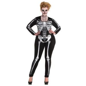 Black & Bone Women's XXL Skeleton Catsuit Body Stocking Halloween Costume Sexy